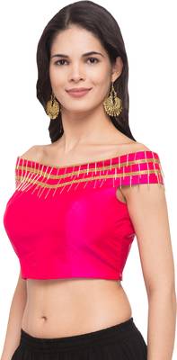 Pink solid silk readymade blouse 3