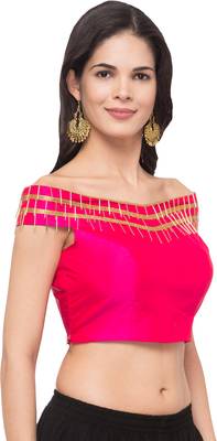 Pink solid silk readymade blouse 4