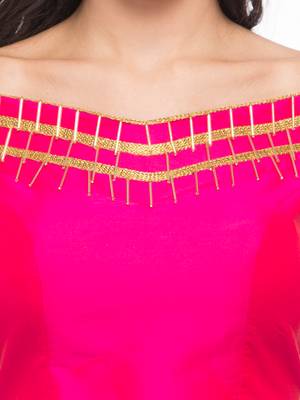 Pink solid silk readymade blouse 5