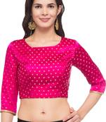 Pink self design cotton readymade blouse
