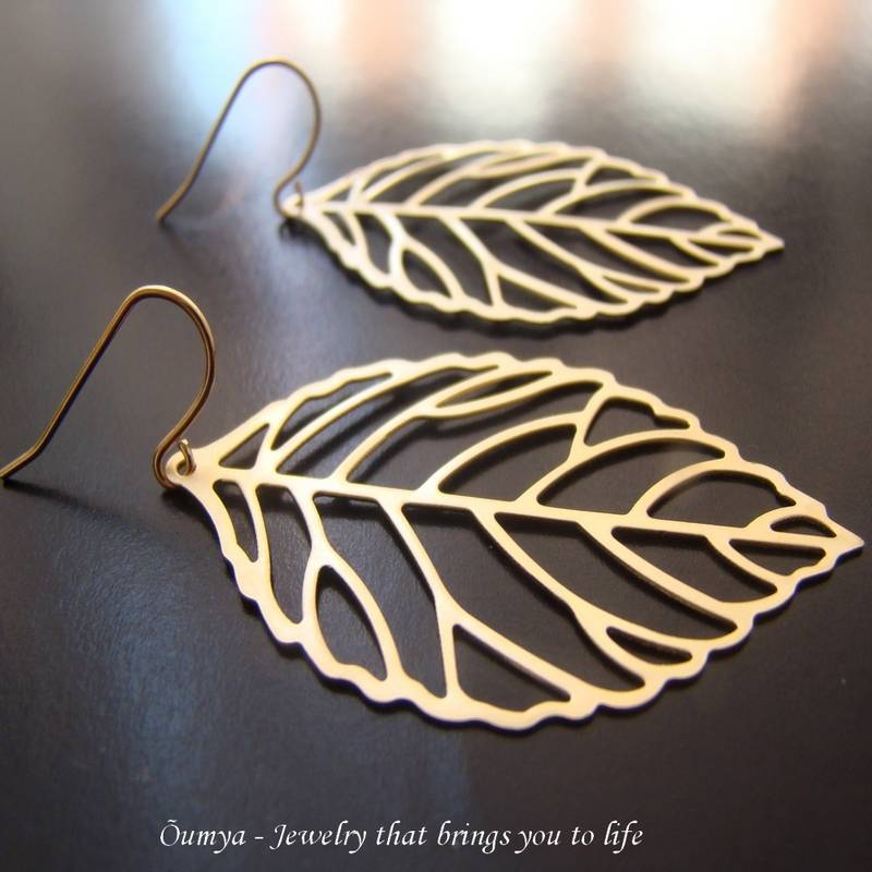 18K Gold Plated Leaf Design Fashion Earrings
