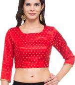 Red self design cotton readymade blouse