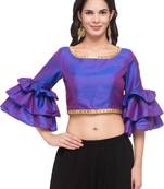 Purple solid silk readymade blouse