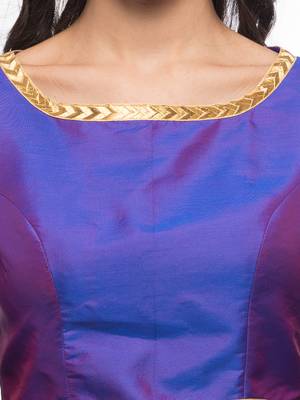Purple solid silk readymade blouse 5