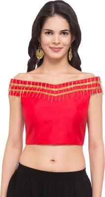 Red solid silk readymade blouse 1