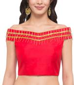 Red solid silk readymade blouse