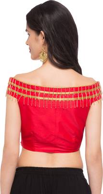 Red solid silk readymade blouse 2