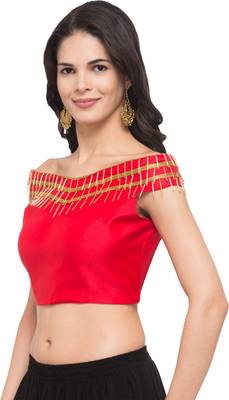 Red solid silk readymade blouse 3