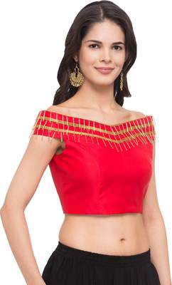 Red solid silk readymade blouse 4