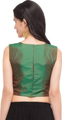 Green self design silk readymade blouse 2