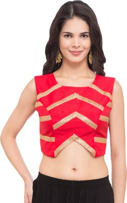 Red self design silk readymade blouse 1