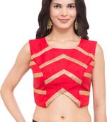 Red self design silk readymade blouse