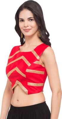Red self design silk readymade blouse 3