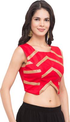 Red self design silk readymade blouse 4