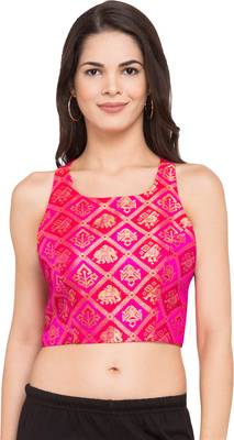 Pink self design dupion_silk readymade blouse 1