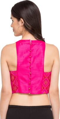 Pink self design dupion_silk readymade blouse 2