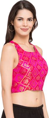 Pink self design dupion_silk readymade blouse 3