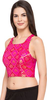 Pink self design dupion_silk readymade blouse 4