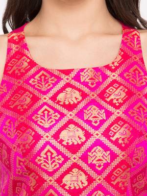 Pink self design dupion_silk readymade blouse 5