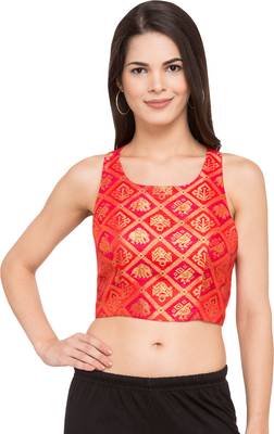 Red self design dupion_silk readymade blouse 1