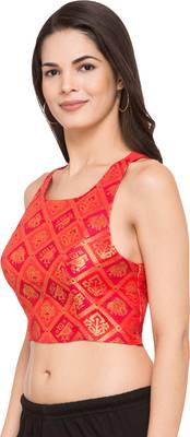 Red self design dupion_silk readymade blouse 3
