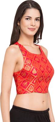 Red self design dupion_silk readymade blouse 4