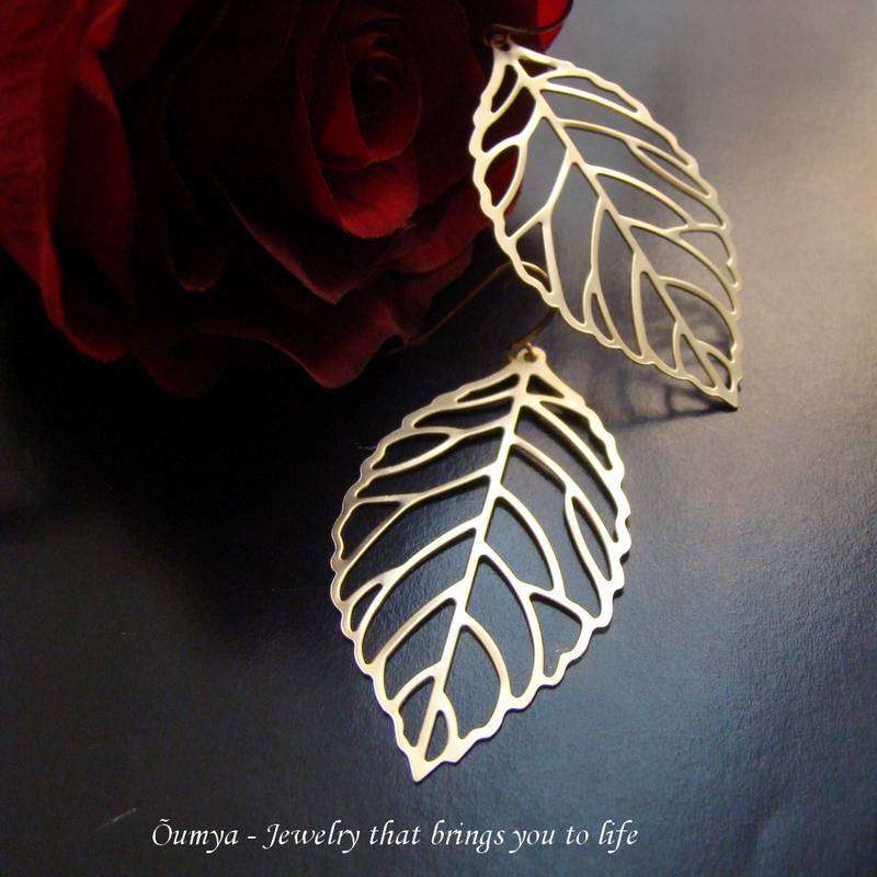 18K Gold Plated Leaf Design Fashion Earrings