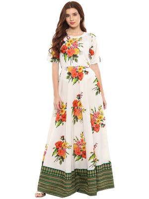White printed cotton kurti 1