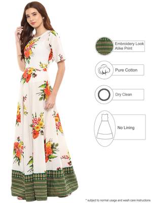 White printed cotton kurti 3