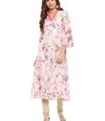Pink printed polyester kurti