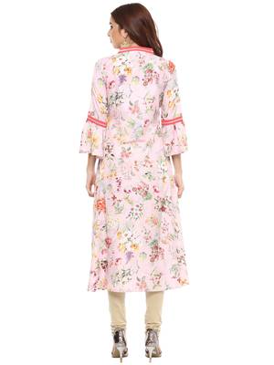 Pink printed polyester kurti 2