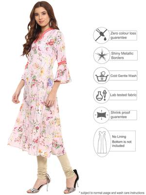 Pink printed polyester kurti 3