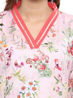 Pink printed polyester kurti 5