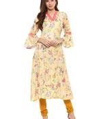 Yellow printed polyester kurti
