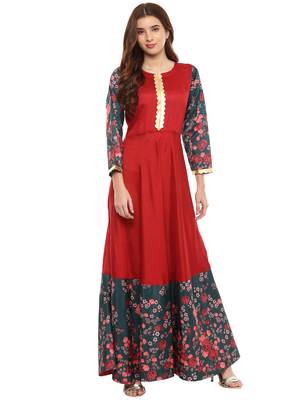 Red printed polyester kurti 1