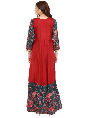 Red printed polyester kurti 2