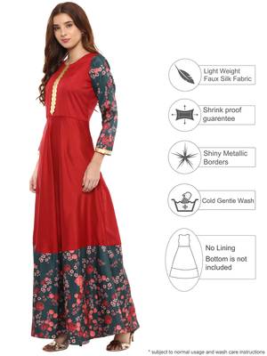 Red printed polyester kurti 3