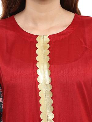 Red printed polyester kurti 5