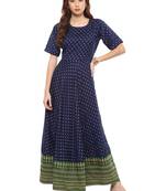 Blue printed polyester kurti
