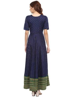 Blue printed polyester kurti 2