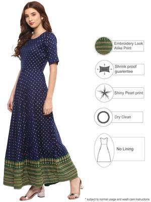 Blue printed polyester kurti 3