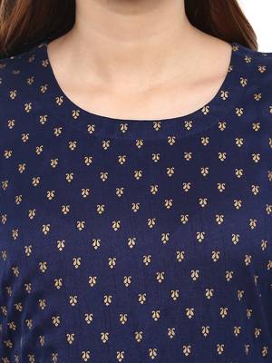 Blue printed polyester kurti 5