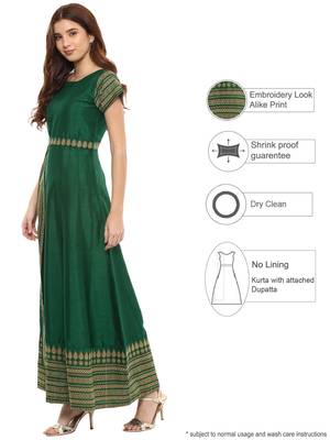 Green printed polyester kurti 3