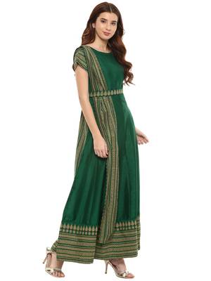 Green printed polyester kurti 4