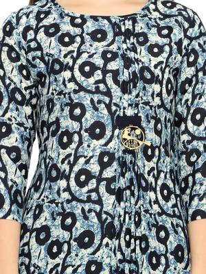 Navy-Blue Printed Cotton Kurti 5