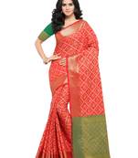 Red brasso patola saree with blouse