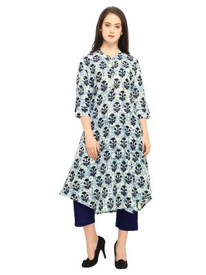 Off-White Printed Cotton Kurti 1