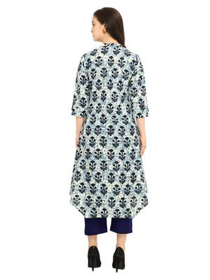 Off-White Printed Cotton Kurti 3