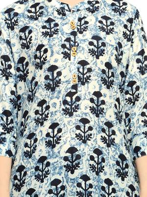 Off-White Printed Cotton Kurti 4