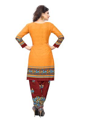 Yellow fancy crepe salwar with dupatta 2